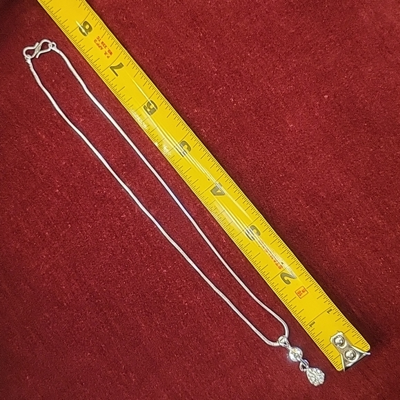 Eastern Indian Silver & Clear Glass Stone Necklace & Pierced Earring Set. - Picture 12 of 15